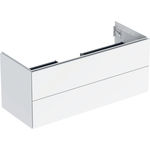 Mueble bajo Geberit serie ONE para lavabo, con dos cajones: Ancho de lavabo=120cm, Blanco, Cubierto brillante intenso